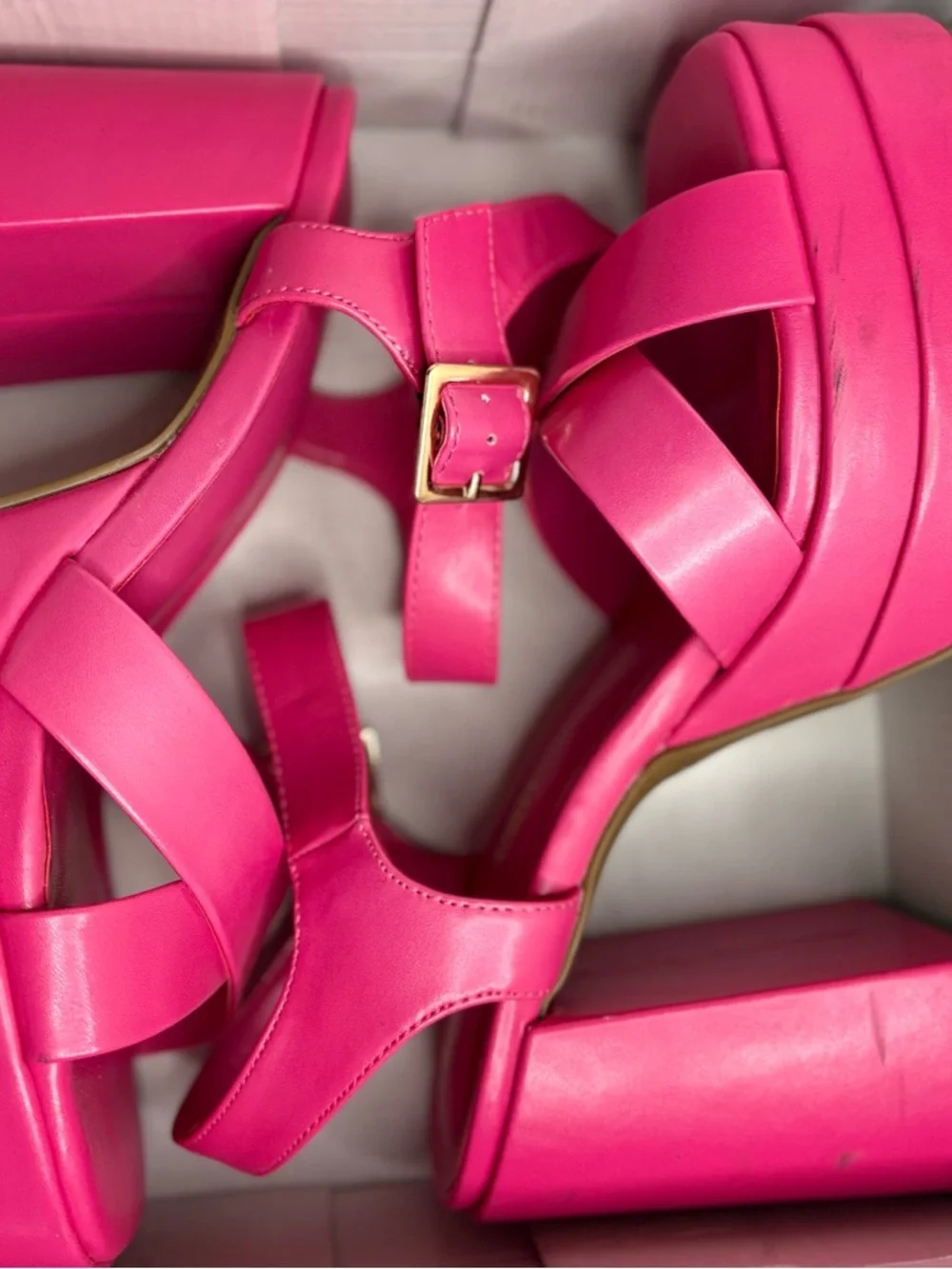 Dream Pairs Hot Pink Platform Block Heel Sandals Square Toe Y2K Size 8.5 - Picture 8 of 11